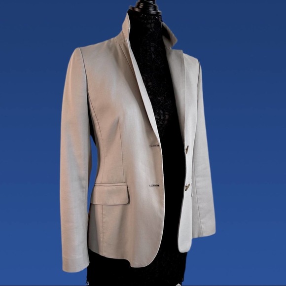 J.Crew Cotton Blazer Lined Pockets Buttons Size 4 Small Neutral Capsule Basic - Picture 3 of 16